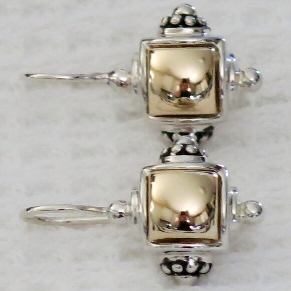 Joseph Esposito ESPO Sterling Signatures 14KT Gold + Silver Dangle Earrings - Picture 12 of 16